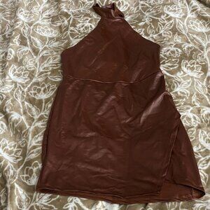 SHEIN One Shoulder Brown Dress